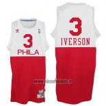 Maillot Philadelphia 76ers Allen Iverson No 3 Retro Blanc Rouge