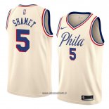 Maillot Philadelphia 76ers Landry Shamet No 5 Ville 2018 Crema