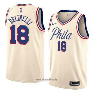 Maillot Philadelphia 76ers Marco Belinelli No 18 Ville 2018 Crema