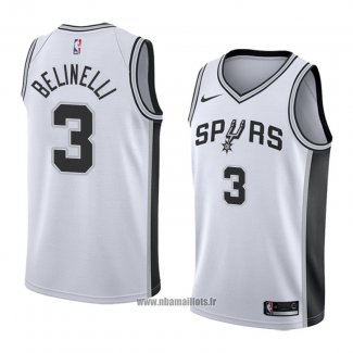 Maillot San Antonio Spurs Marco Belinelli No 3 Association 2018 Blanc