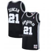 Maillot San Antonio Spurs Tim Duncan NO 21 Mitchell & Ness 1998-99 Noir2