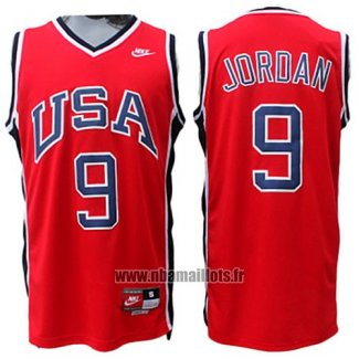 Maillot USA 1984 Michael Jordan No 9 Rouge