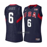 Maillot USA 2008 LeBron James NO 6 Bleu