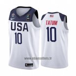 Maillot USA Jayson Tatum No 10 2019 FIBA Basketball World Cup Blanc