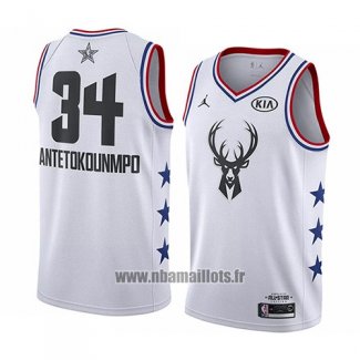 Maillot All Star 2019 Milwaukee Bucks Giannis Antetokounmpo No 34 Blanc