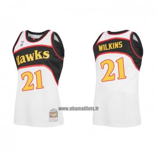 Maillot Atlanta Hawks Dominique Wilkins NO 21 Mitchell & Ness 1986-87 Blanc