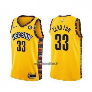 Maillot Brooklyn Nets Nicolas Claxton No 33 Ville 2020-21 Jaune