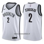 Maillot Brooklyn Nets Nik Stauskas No 2 Association 2017-18 Blanc