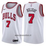 Maillot Chicago Bulls Justin Holiday No 7 Association 2017-18 Blanc