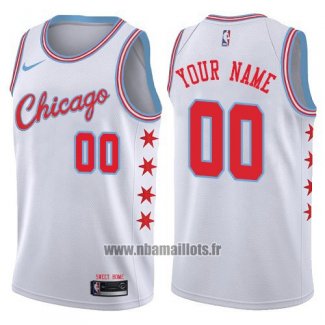 Maillot Chicago Bulls Personnalise 2017-18 Blanc