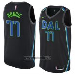 Maillot Dallas Mavericks Luka Doncic No 77 Ville 2017-18 Noir