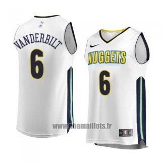 Maillot Denver Nuggets Jarred Vanderbilt No 6 Association 2017-18 Blanc