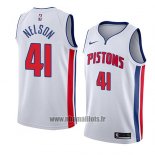 Maillot Detroit Pistons Jameer Nelson No 41 Association 2017-18 Blanc