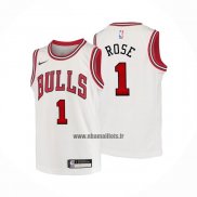 Maillot Enfant Chicago Bulls Derrick Rose NO 1 Association Blanc