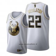 Maillot Golden Edition Milwaukee Bucks Khris Middleton No 22 2019-20 Blanc