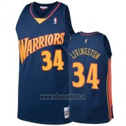 Maillot Golden State Warriors Shaun Livingston No 34 2009-10 Hardwood Classics Bleu