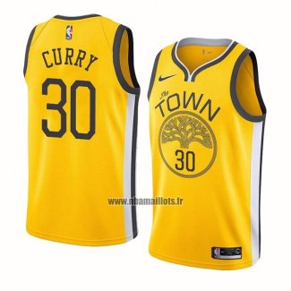 Maillot Golden State Warriors Stephen Curry NO 30 Earned Jaune