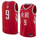 Maillot Houston Rockets Zhou Qi No 9 Ville 2018 Rouge
