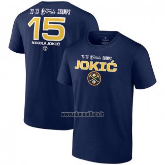 Maillot Manche Courte Denver Nuggets Nikola Jokic 2023 NBA Finals Champions Bleu