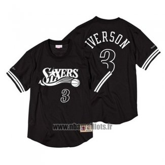 Maillot Manche Courte Philadelphia 76ers Allen Iverson No 3 Noir