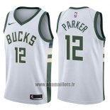 Maillot Milwaukee Bucks Jabari Parker No 12 Motorcycles Harlry 2017-18 Blanc