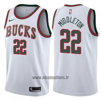 Maillot Milwaukee Bucks Khris Middleton No 22 Return To The Mecca Classic 2017-18 Blanc