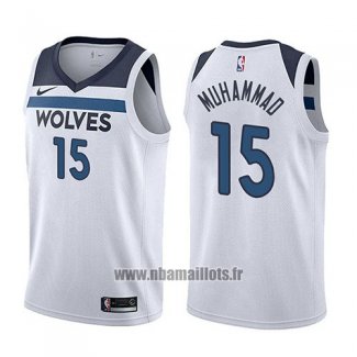 Maillot Minnesota Timberwolves Shabazz Muhammad No 15 Association 2017-18 Blanc