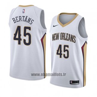 Maillot New Orleans Pelicans Dairis Bertans No 45 Association 2018 Blanc