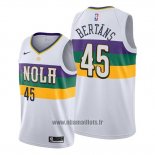 Maillot New Orleans Pelicans Dairis Bertans No 45 Ville Blanc