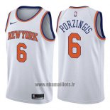 Maillot New York Knicks Kristaps Porzingis No 6 Association 2017-18 Blanc