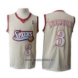 Maillot Philadelphia 76ers Allen Iverson No 3 Retro Crema