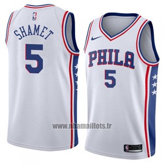 Maillot Philadelphia 76ers Landry Shamet No 5 Association 2018 Blanc