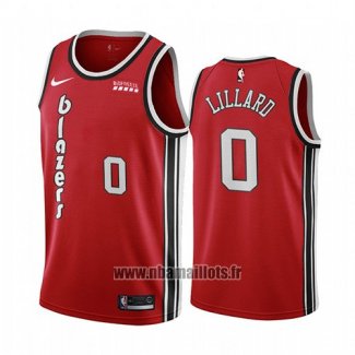 Maillot Portland Trail Blazers Damian Lillard No 0 Classic 2019-20 Rouge