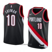 Maillot Portland Trail Blazers Jake Layman No 10 Icon 2018 Noir