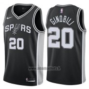 Maillot San Antonio Spurs Manu Ginobili No 20 Icon 2017-18 Noir