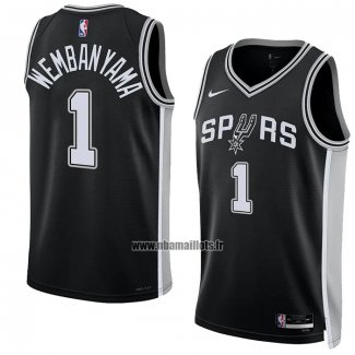 Maillot San Antonio Spurs Victor Wembanyama NO 1 Icon 2022-23 Noir