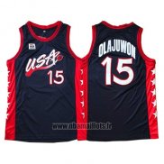 Maillot USA 1996 Hakeem Olajuwon No 15 Noir