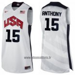 Maillot USA 2012 Carmelo Anthony No 15 Blanc