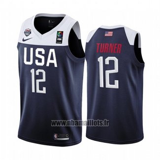 Maillot USA Myles Turner No 12 2019 FIBA Basketball World Cup Bleu