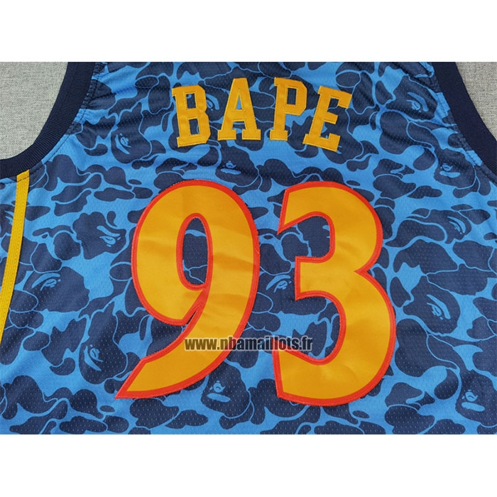 Maillot Golden State Warriors NO 93 Bape Mitchell & Ness 2009-10 Bleu