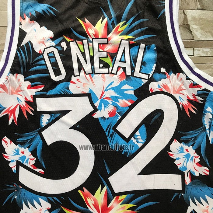 Maillot Orlando Magic Shaquille O'neal NO 32 Floral Fashion Noir