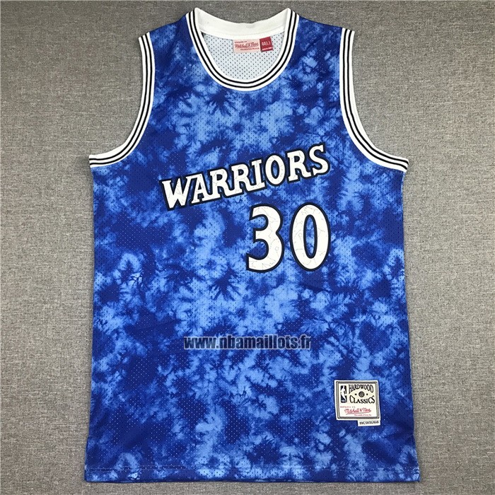 Maillot Golden State Warriors Stephen Curry NO 30 Galaxy Bleu