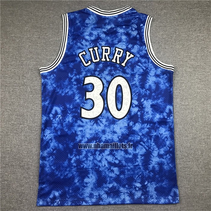 Maillot Golden State Warriors Stephen Curry NO 30 Galaxy Bleu