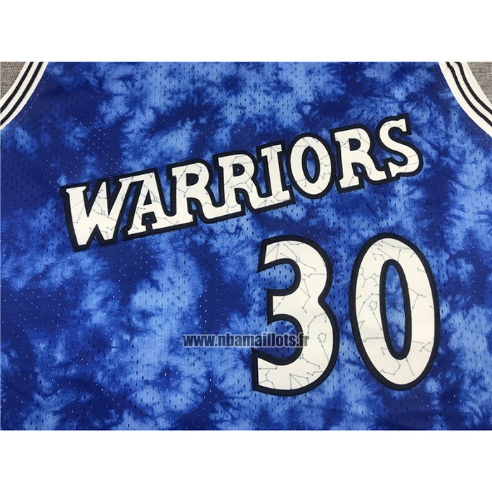 Maillot Golden State Warriors Stephen Curry NO 30 Galaxy Bleu