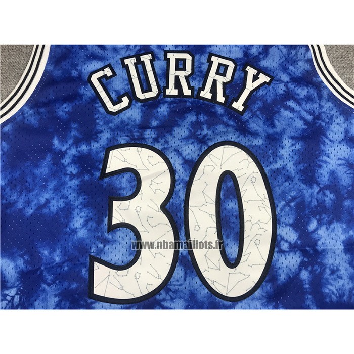 Maillot Golden State Warriors Stephen Curry NO 30 Galaxy Bleu