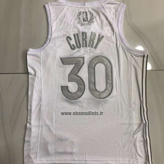 Maillot Golden State Warriors Stephen Curry NO 30 MVP Blanc