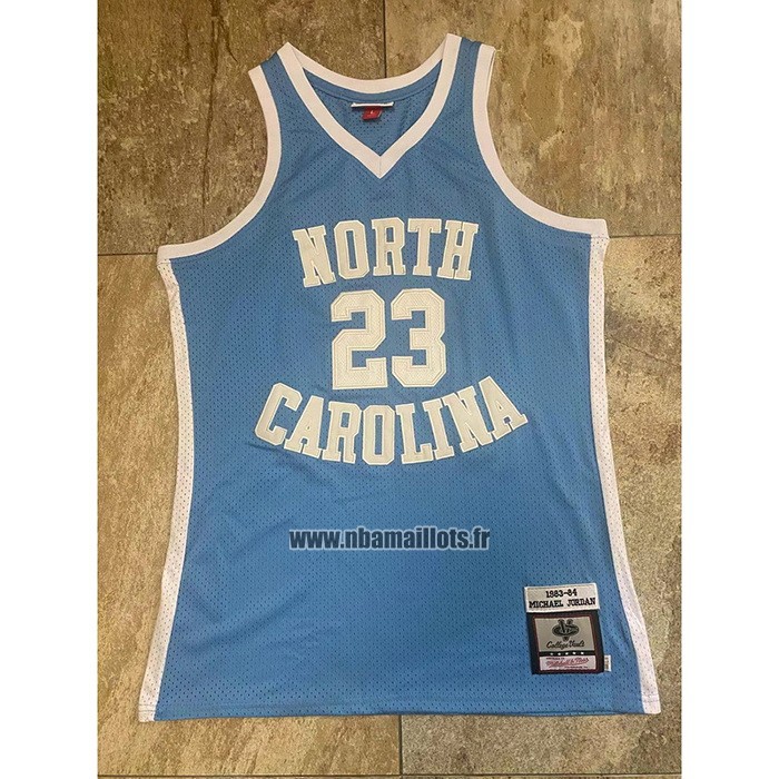 Maillot NCAA North Carolina Tar Heels Michael Jordan NO 23 Mitchell & Ness 1983-84 Bleu