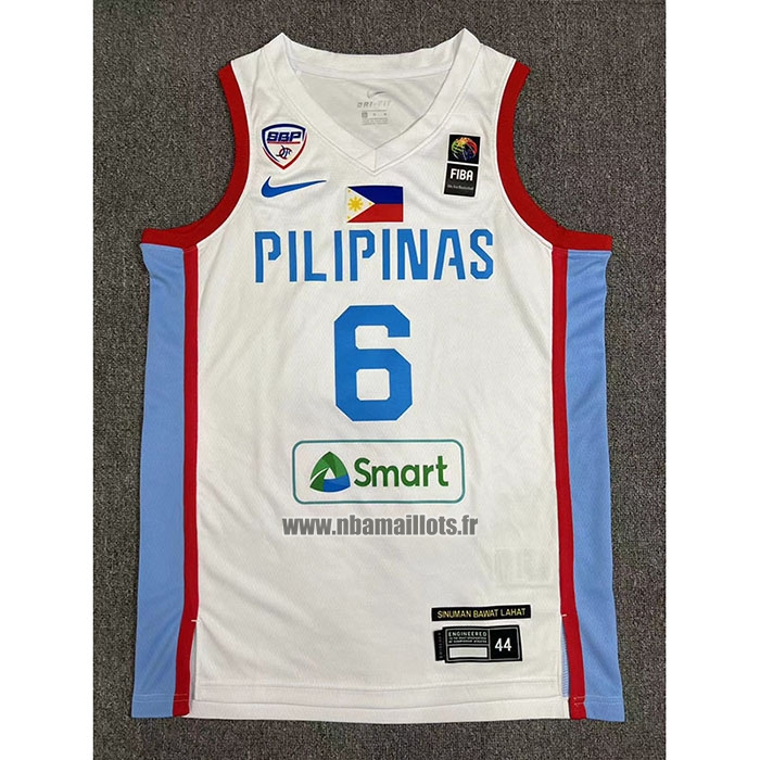 Maillot Philippine Jordan Clarkson NO 6 Jeux Olympiques 2024 Blanc