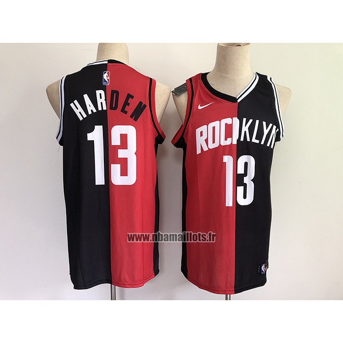 Maillot Brooklyn Nets Houston Rockets James Harden NO 13 Split Noir Rouge