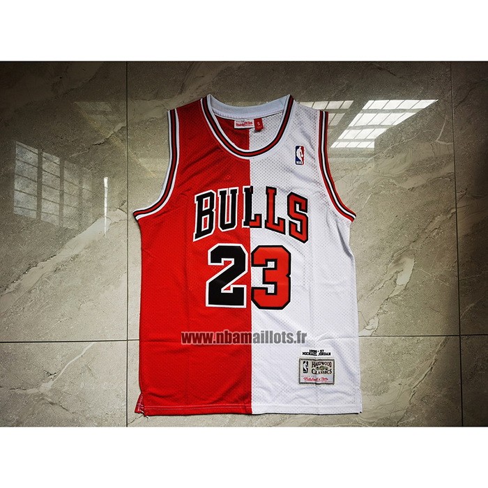 Maillot Chicago Bulls Michael Jordan NO 23 Split Blanc Rouge